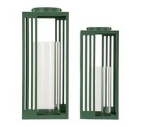 Mauro Ferretti Italian Design Lanternes Linee Paire de lanternes en Verre trempé Vert 43,5 x 18,3 x 18,3 cm