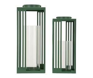 Mauro Ferretti Italian Design Lanternes Linee Paire de lanternes en Verre trempé Vert 43,5 x 18,3 x 18,3 cm