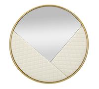 Miroir mural rond Sharon - Métal, MDF, Verre, Polyuréthane - 80x80 cm - Blanc & Or