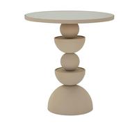 Mauro Ferretti Italian Design Table Basse Dune avec Miroir Ø 45 x 49,5 cm, Fer, crème, 49,5 x 45 x 45 cm
