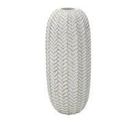 Mauro Ferretti Italian Design Vase en résine Leaf Ø 18,5 x 46 cm, Couleur Or et Blanc