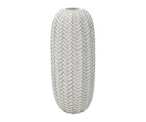 Mauro Ferretti Italian Design Vase en résine Leaf Ø 18,5 x 46 cm, Couleur Or et Blanc