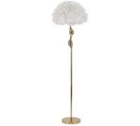 Mauro Ferretti - Lampadaire en métal abat-jour plumes Slim 50 x 165 cm Doré et Blanc