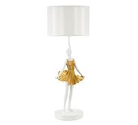 Lampe à Poser en Résine "Dancer" 90cm Blanc & Or