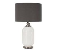 Mauro Ferretti Lampe de table Brighty, verre et tissu, blanc et gris, 65 x 37,5 cm