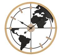 Mauro Ferretti Oroglio World Horloge murale Ø 60 x 5 cm en fer et MDF couleur marron et noir