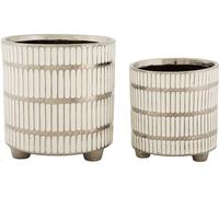 Mauro Ferretti Ray 2-piece flower pot set Ø 22,5x24 cm and Ø 18x19 cm white silver
