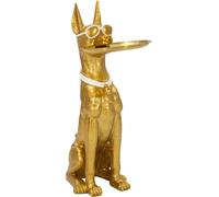 Mauro Ferretti sculpture décorative chien Fosse avec plateau 27x51x74 cm or