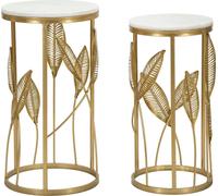 Mauro Ferretti side table leaves set 2 pieces Ø 35x65,5-30x60,5 gold