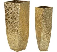 Mauro Ferretti Squer 2pc vase set 34x34x90 cm 25x25x78 cm gold