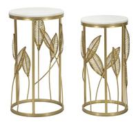 Mauro Ferretti Table basse Leaf copie métal doré Ø 35 x 65,5-30 x 60,5