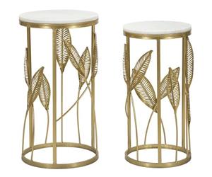 Mauro Ferretti Table basse Leaf copie métal doré Ø 35 x 65,5-30 x 60,5