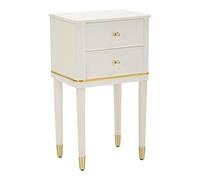 Mauro Ferretti Table de chevet Camille blanche en MDF, blanc/or, 71 x 40 x 30 cm