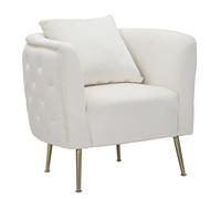 Mauro Ferretti Table de chevet/coiffeuse avec pouf POK cm Ø 52 x 70 - Ø 36 x 39, blanc/or