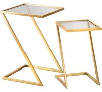 Mauro Ferretti tables d'appoint Z set of 2 40x40x60 et 30x30x50 cm or