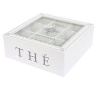 Maury's Boîte de rangement pour tisanes et thé à café en dosettes d'épices Boîte à sachets à thé infusions Tisanes en bois style shabby chic (boîte carrée avec décorations)