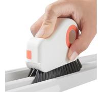 MauSong Brosse de nettoyage 2 en 1 pour rainures - Outils de nettoyage de fenêtre - Kit de nettoyage de fenêtre - Brosse de nettoyage multifonction à poils durs avec grattoir caché - Outil de