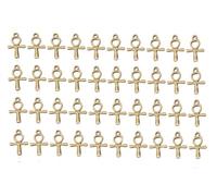 MauSong Lot de 40 croix en bronze antique de 13 x 22 mm en alliage pour fabrication de bijoux, bracelets, colliers