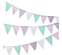 Mausouca Couleur du Macaron Fanion Tissu Guirlande Bannière,Lot de 2 Sweet Décorations De Fête Triangle Drapeau Tissu Bannière pour Mariage/Anniversaire/Festival à la Maison (Style Violet)