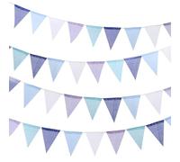 Mausouca Lot de 2 Violet et Bleu Fanion Tissu Guirlande Bannière Multicolores en Toile de Jute imperméable Bannière pour Mariage/Anniversaire/Festival à la Maison (Style Violet)