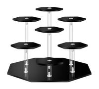 Mausouca Présentoir hexagonal en acrylique transparent pour figurines, petits bijoux, mini parfum (noir, 7 niveaux)