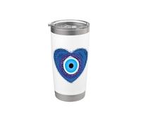 Mauvais œil Bleu Cœur Nazar Evil Eye Protection Grec Gobelet isotherme en acier inoxydable double paroi