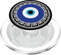 Mauvais œil Grec dans Un Cercle de clés grecques Clé Grecque Autour du Mauvais œil PopSockets PopGrip pour MagSafe