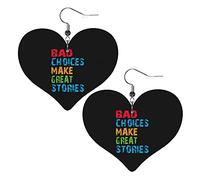 Mauvaises décisions faire de bonnes histoires boucles d'oreilles en cuir pour femmes boucles d'oreilles goutte pendentif coeur avec crochet cadeaux pour fille adulte