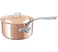 Mauviel M'6S Sauteuse 6 Plis Cuivre Poli & Inox Avec Couvercle et Poignée Fonte Inox Tous Types De Poêles 0,8 L Fabrication Française