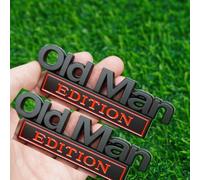 MAUXpIAO 2pcs Embleme Metal 3D Old Man Edition Badge Aile Coffre Arriere Pare Chocs Plaque Autocollant Pour Voiture Camion rewf/Silver black/A