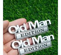 MAUXpIAO 2pcs Embleme Metal 3D Old Man Edition Badge Aile Coffre Arriere Pare Chocs Plaque Autocollant Pour Voiture Camion rewf/Black Red/A