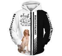 MAUXpIAO Hoodies Vestes T-shirt Cardigan Mince 3D BRACCO ITALIANO Impression Pull Hommes Femmes Polyester Casual Sweat Unique Taille/A1/M