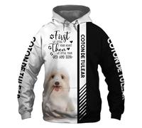 MAUXpIAO Hoodies Vestes T-shirt Cardigan Mince 3D COTON DE TULEAR Impression Pull Hommes Femmes Polyester Casual Sweat Mou,Tendre Matériel/A2/XL