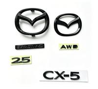 MAUXpIAO Kit de remplacement embleme avant arriere pour Mazda CX-5 2021-2026 non compatible hybride noir calandre hayon coffre lettres badge logo autocollant ABS accessoires tuning exterieur voi hgfdg