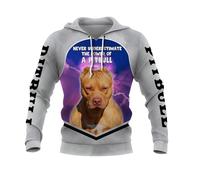 MAUXpIAO Sweats à capuche Vestes Mince 3D Pitbull Dog Pull à impression complète Hommes et femmes Sweat-shirt en polyester décontracté moto/A1/M