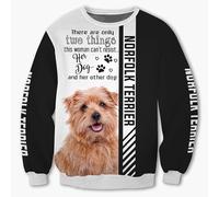 MAUXpIAO Sweats à capuche Vestes T-shirt cardigan Mince 3D NORFOLK TERRIER Impression Pull Hommes Femmes Casual Polyester Sweat Mou,Tendre Matériel/a3/5XL