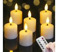 Mavandes Petites bougies LED sans flamme flamboyantes piles télécommande 4 cm x 6,5 cm, blanche 2/4/6/8h minuterie votives pile-alimentées colonne plastique longue durée Paquet de 6 bougies