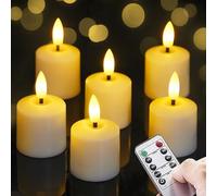Mavandes Petites bougies LED sans flamme flamboyantes piles télécommande 4 cm x 6,5 cm, ivoire 2/4/6/8h minuterie votives pile-alimentées colonne plastique longue durée Paquet de 6 bougies