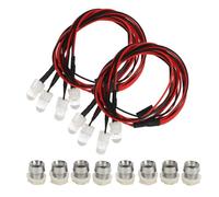 Mavaol 2 pièces 4 LED feux de voiture RC universels 8mm blanc et jaune Kit de feux arrière de phares de voiture RC pour accessoires d'éclairage Traxxas