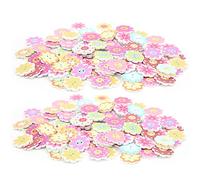 Mavaol 200 pièces boutons de fleurs peintes en bois assortis mixtes bricolage couture artisanat accessoires 20mm