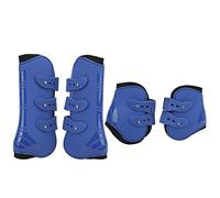 Mavaol 4 pièces bottes avant et arrière de cheval bottes de jambe d'impact en néoprène bottes de tendon de cheval pour sauter des Sports à grande vitesse (A set of blue front and back L)