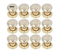 Mavaol 500 ensemble de goujons métalliques Rivets 8mm fer bricolage Double plat uniforme revêtement processus de galvanoplastie fournitures de quincaillerie en cuir (Gold)