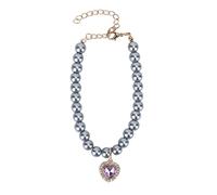 Mavaol Collier pour Animaux de Compagnie Collier réglable élégant en Forme de Coeur Collier Pendentif pour Chien pour Chiot Chat fête Quotidienne (Grey Purple)