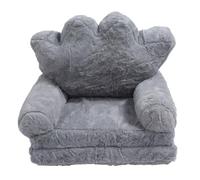 Mavaol Coussin de siège Couronne Pliante Chaise Coussin Fille Princesse bébé Enfants Petit canapé avec Dossier Cheveux de Lapin Gris (2 Tier)