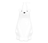 Mavaol Distributeur de shampoing Style Ours Blanc Pompe Type PP PE Bouteilles de Douche largement utilisées pour Salle de Bain Toilettes Toilettes (Large Diameter 22cm)