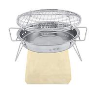 Mavaol Mini Gril de Barbecue Rond et Pliable en Acier Inoxydable, poêle Portable et Pliable pour Camping en Plein air, Patio, Pique-Nique dans la Cour