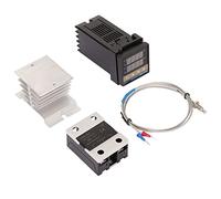 Mavaol PID ensemble de contrôleur de température Type K Thermocouple dissipateur de chaleur relais support de Thermostat pour l'énergie électrique agricole (25A)