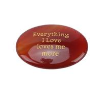Mavaol Pierre d'inquiétude Agate rouge Pierre d'inspiration de motivation gravée portable pour la vie quotidienne
