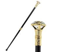 Mavcobo Bâton de Monsieur-tête de Diamant 36 "Canne de Marche bâton de Marche élégant pour Personnes âgées Cannes de proxénète pour Hommes Femmes Accessoire de Costume(Gold,91cm/35.8in)