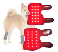 Mavdecll Coussin De Physiothérapie À Lumière Rouge pour Animaux De Compagnie, Genouillère Chauffante À Lumière Rouge Portable, 1 Bande De Jambe Avant Et 1 Bande De Jambe Arrière, Réglage À 5 Vitesses